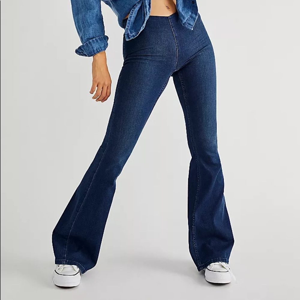 Free people penny pull on flare jeans